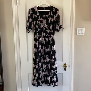 Free People Black Floral Midi
